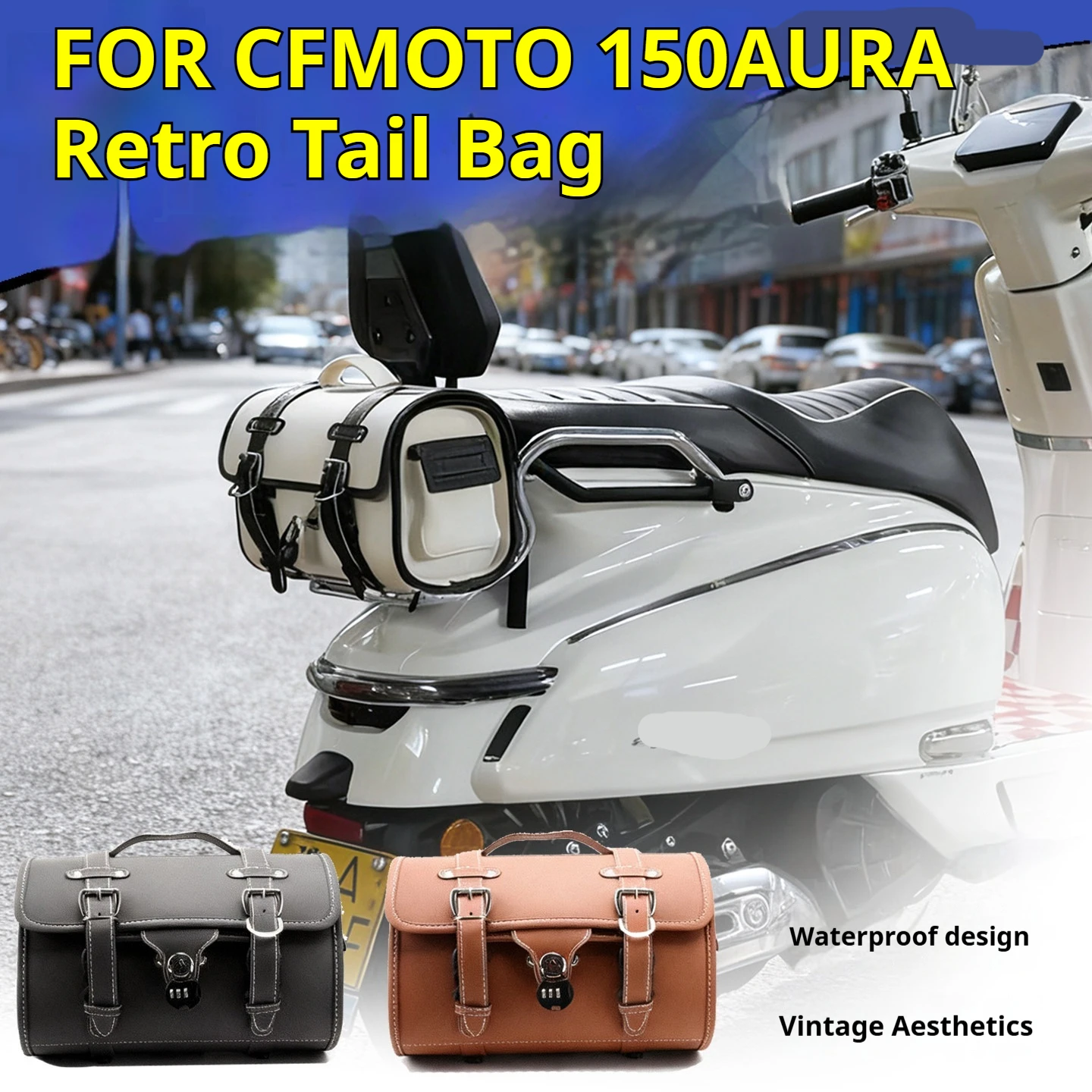 Motorcycle Rear Seat Luggage Bag Waterproof Retro Hanging Bag For CFMOTO 150AURA 125AURA LUMI125