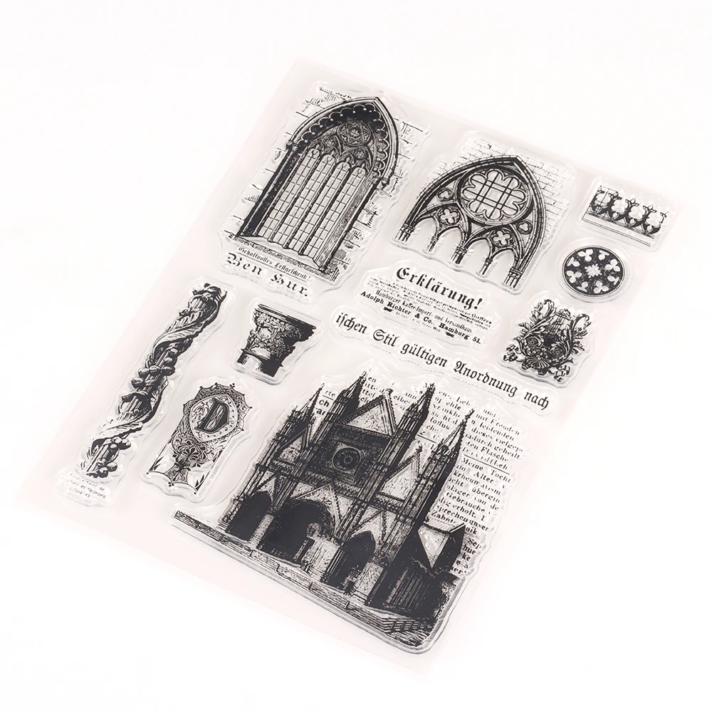 Vintage Gothic Architecture Series Clear Silicone Stamps Scrapbook Handbook DIY Journal Envelope Decorative Craft Rubber Stamps