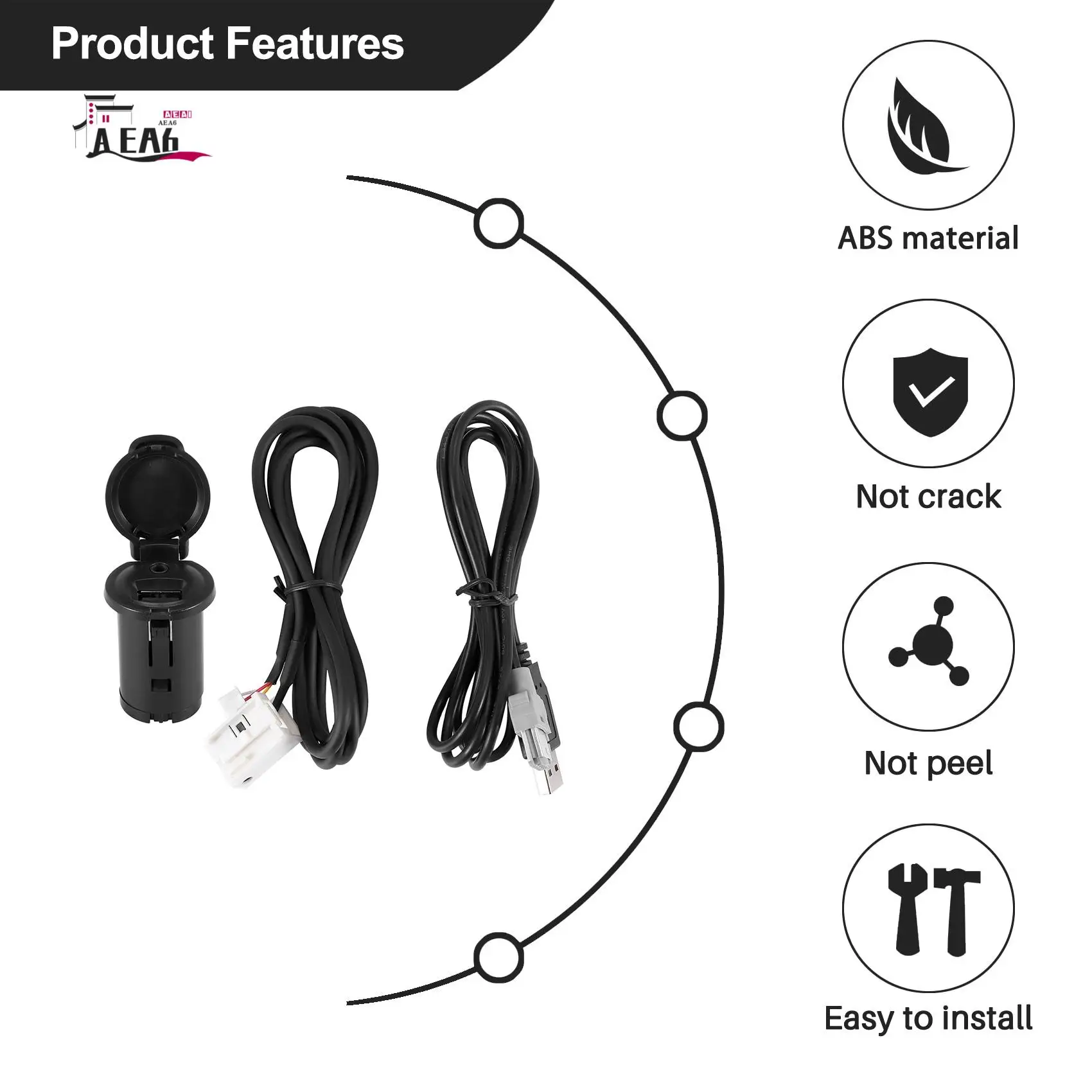 AEA6-Car ستيريو ذكر USB AUX كابل مجموعة ل 206 207 307 308 407 408 508 607 لسيتروين C3 C4 C5 C6 ل RD43 RD45