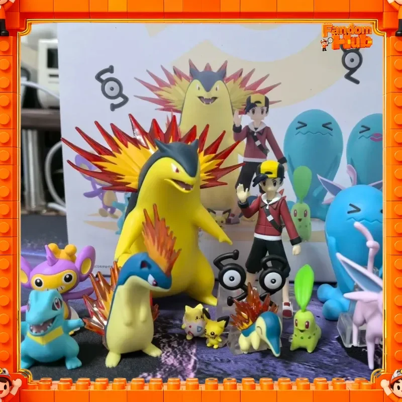 Genuine Bandai Pokemon Scale World Johto Region Cyndaquil Chikorita Pichu Aipom Marill Totodile Umbreon Actiuon Figure Model Toy view 5