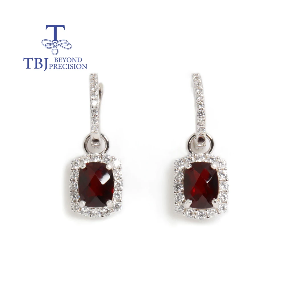 Gorgeous elegant unique design January Birthstone Natural Garnet special cut gemstone earrings Women's 925 Silver jewelry gift