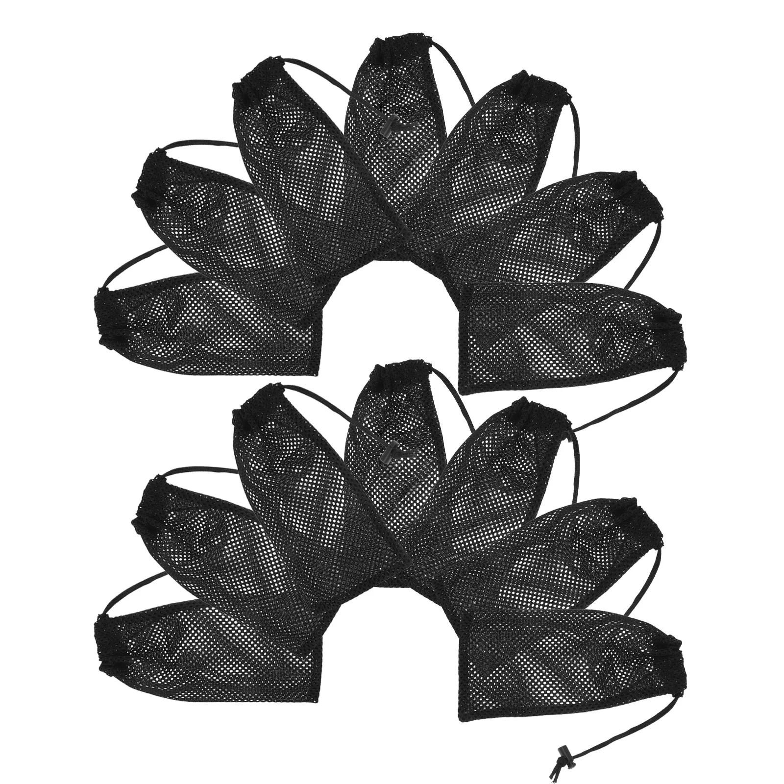 20Pcs Thickened Polyester Black Mesh Drawstring Bags Breathable Sports Equipment Organizer Gym Outdoor Activities Travel Storage