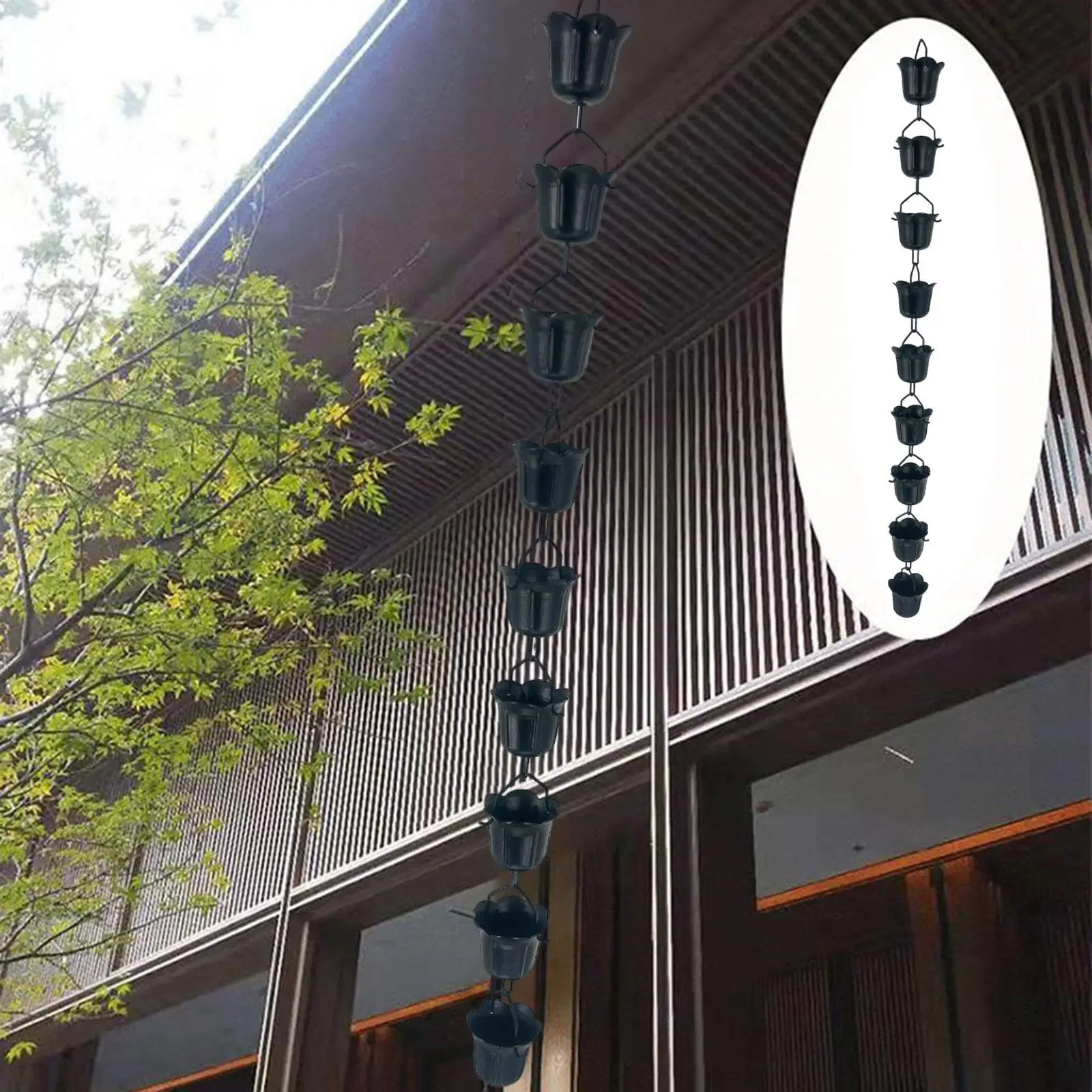 

Orchid Cup Rain Chain 39inch Downspout Tool Multifunctional Sturdy Easily Install Metal Drainage Rain Chain for Heavy Rain