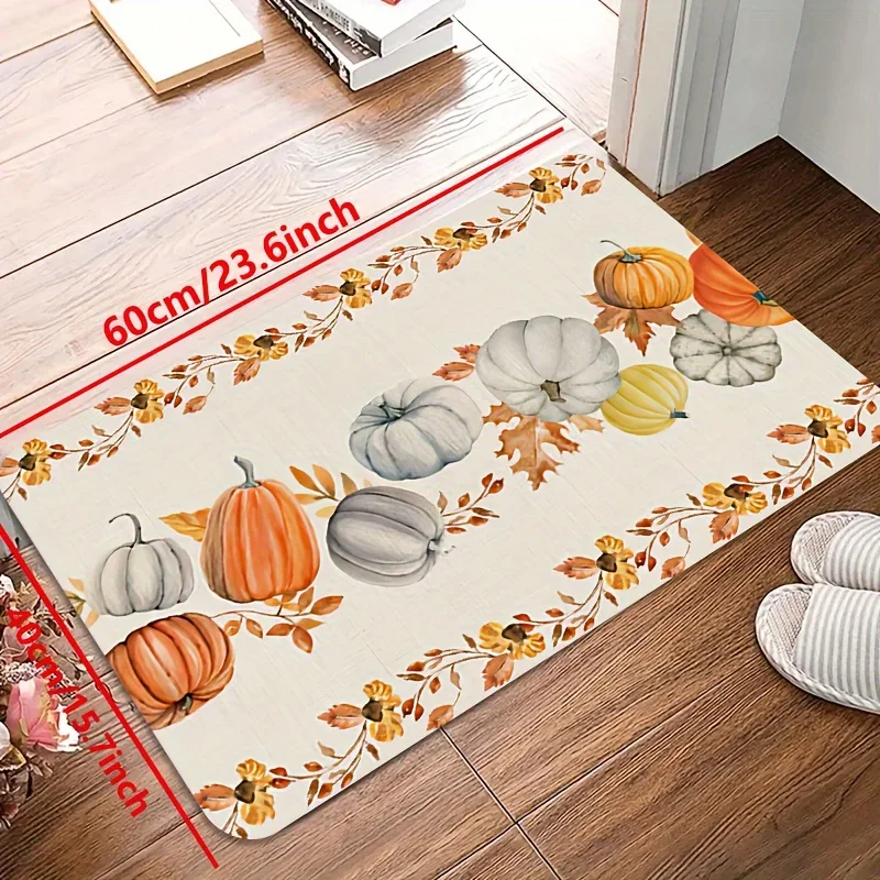 Fall Thanksgiving Pumpkin Kitchen Floormat Living Room Bedroom Non-slip Entrance Mat Garden Yard Carpet Thanksgiving Decorations