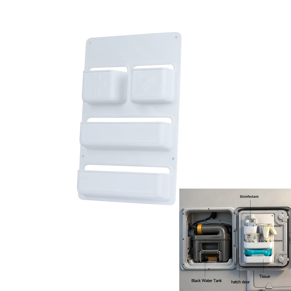 キャラバントイレコンパートメントドア収納ポケットカセット棚ボックス、モーターホーム収納ボックス、ホワイトプラスチックRVインテリアパーツボックス