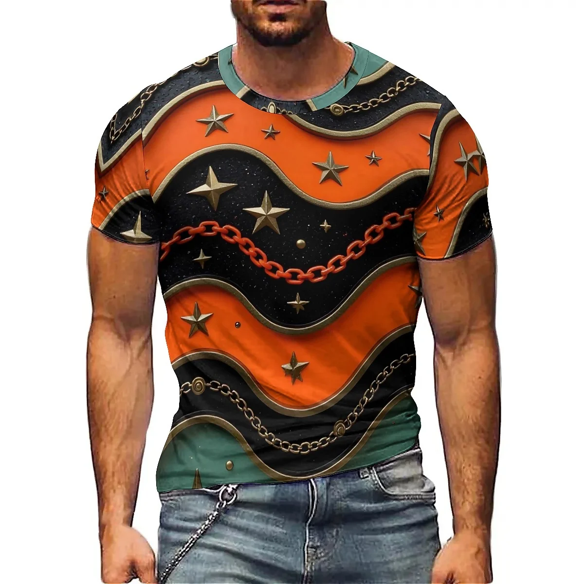 2027 New High-Definition Pattern Men's 3D Printed Short-Sleeve T-Shirt - Loose Fit Casual Top