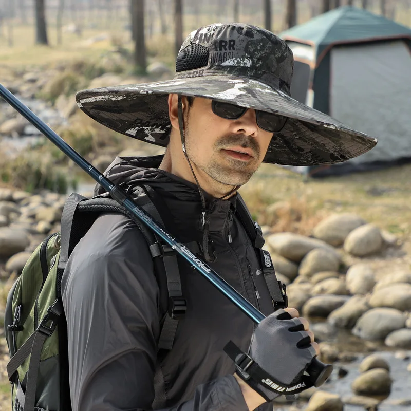 Chapeau de pêcheur à visière pour hommes, grande taille 64cm, Camouflage, Camping, pêche, plein air, été