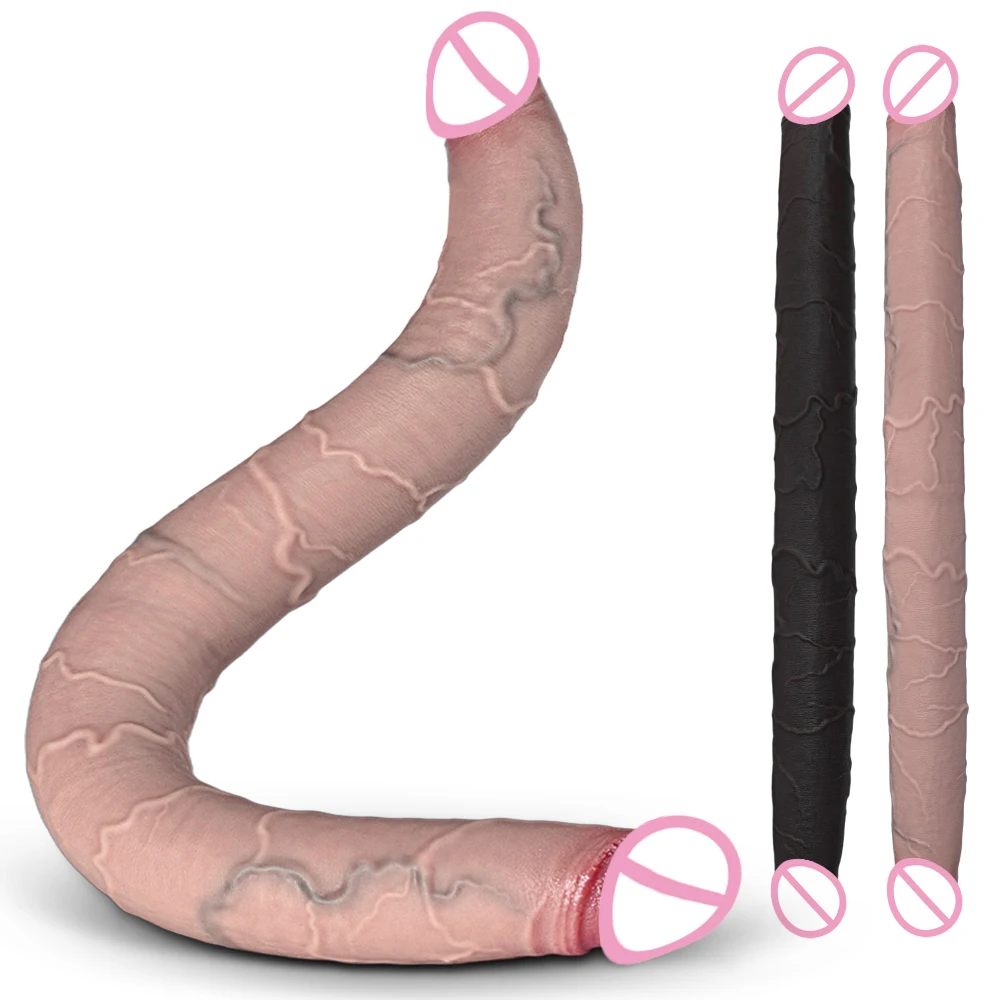 Huge 19.48 (49.Scm) Double Ended Silicone Dildo, 1.57" Diameter Soft Flexible Realistic Veins, Vaginal Anal Couples Sex Toy.