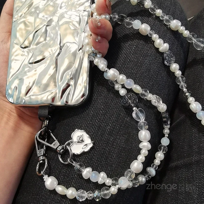 Long Mobile Phone Lanyard Clip Mobile Phone Case Universal Hand-beaded Chain Crossbody Love Cat Foot Mobile Phone Chain