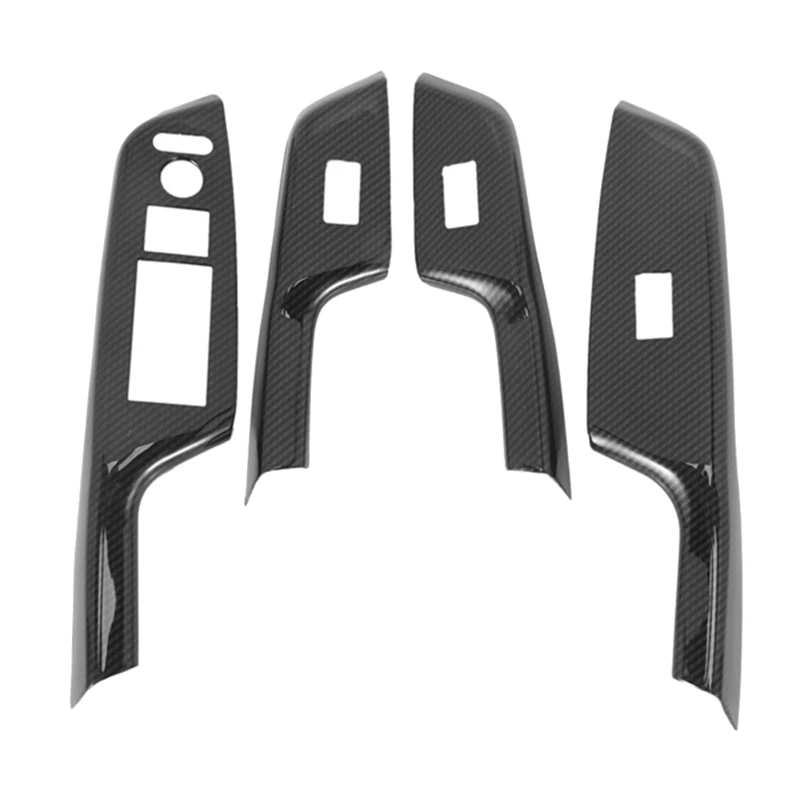 4Pcs Carbon Fiber Car Door Window Lift Switch Panel Cover Trim For Honda Civic 9Th 2012 2013 2014 RHD