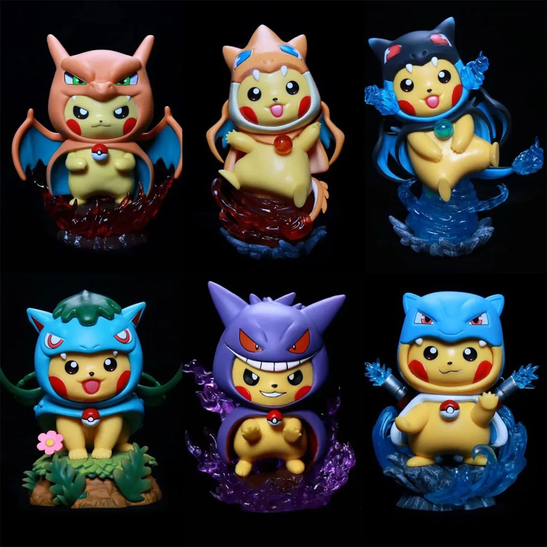 

13CM Pokemon Pikachu Figures Cosplay Bulbasaur Gengar Blastoise Charizard Cute Anime PVC Collectible Model Toy Kids Gift