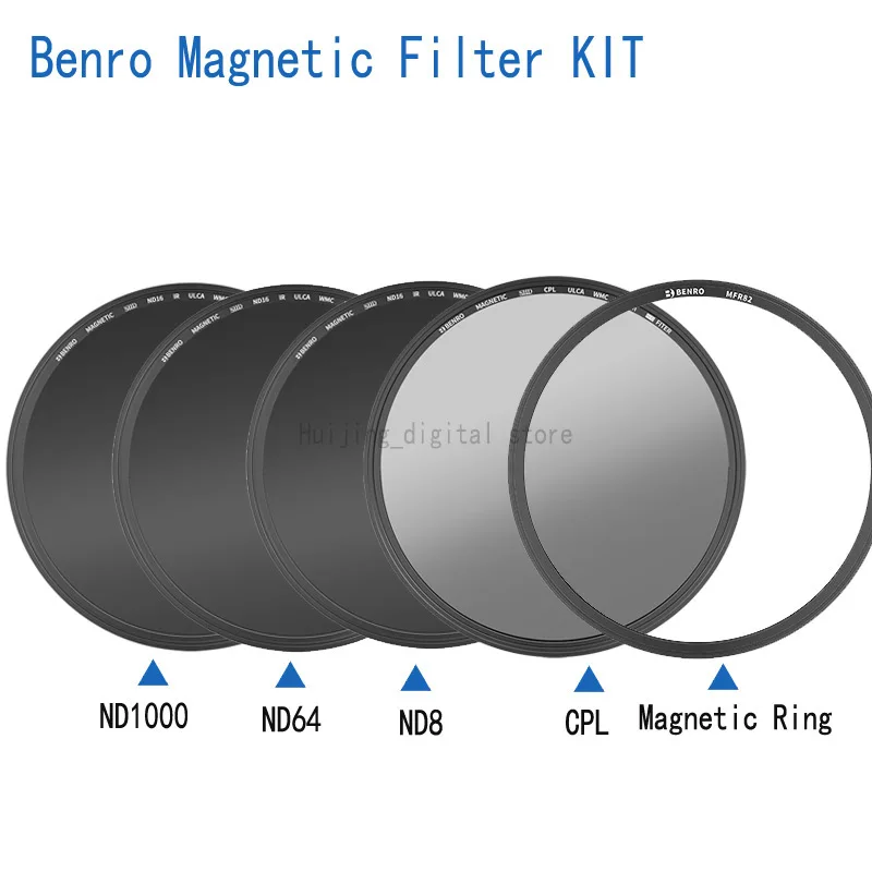 

Benro Magnetic Filter 82mm 77mm 67mm 72mm ND64+ND1000 +ND8+CPL Solid Neutral Density With Adapter Ring kit