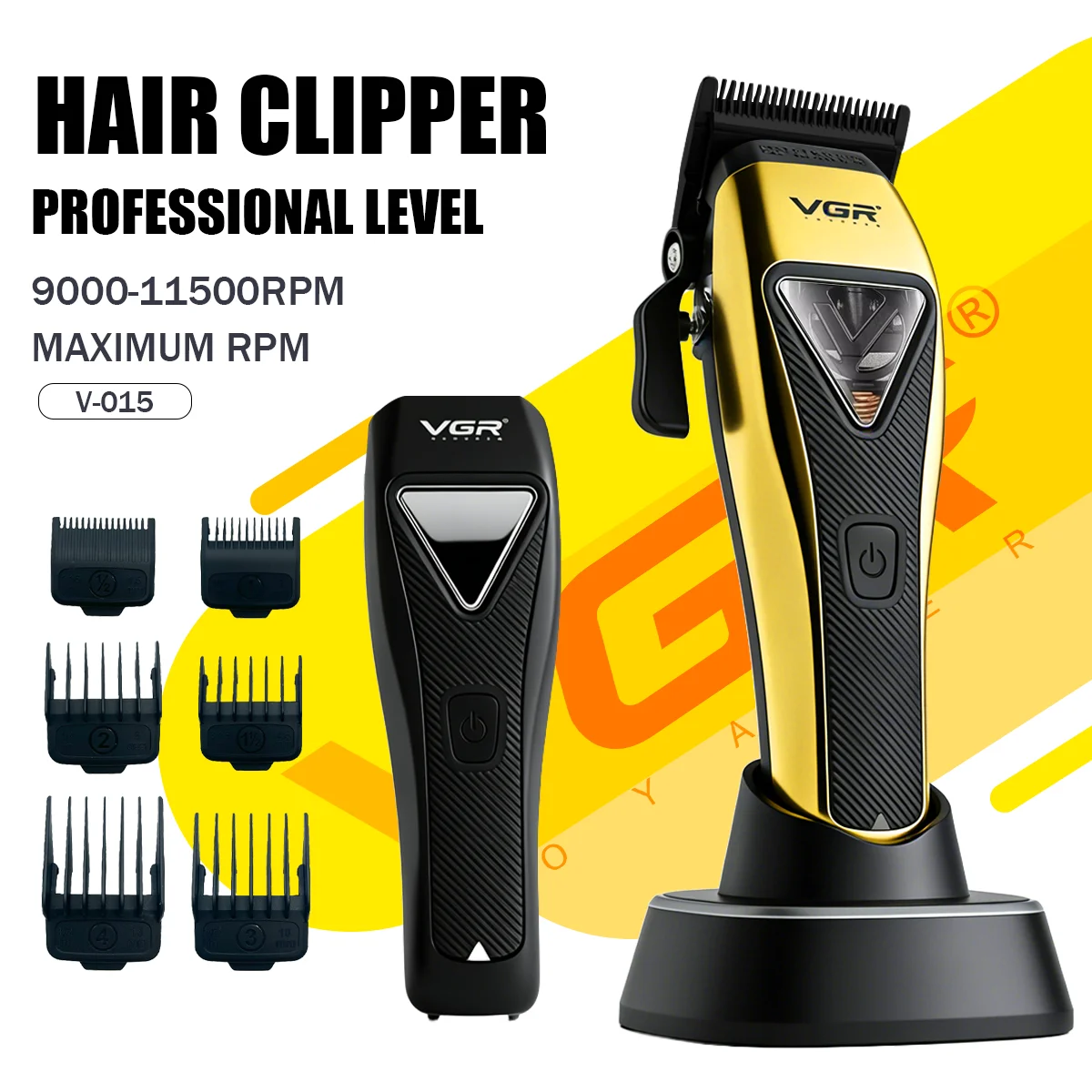 VGR Hair Trimmers Professional Hair Trimmers Vector Motor Haircut Machine 9000RPM Hair Clippers Adjustable Trimmer for Men V-015