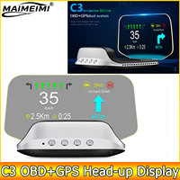 AD Navigation Projection C3 Car OBD2+GPS HUD Speedometer Water Temperature Voltage Clock RPM Overspeed Alarm Head-Up Display 