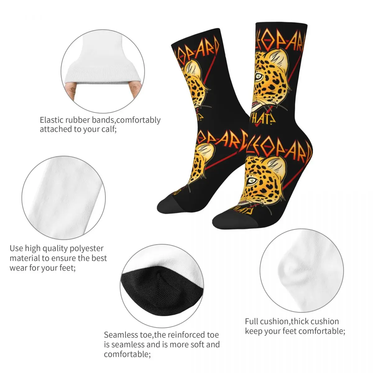 New Male Men Socks Harajuku Def Leopard Band Sock Polyester High Quality Women's Socks Spring Summer Autumn Winter