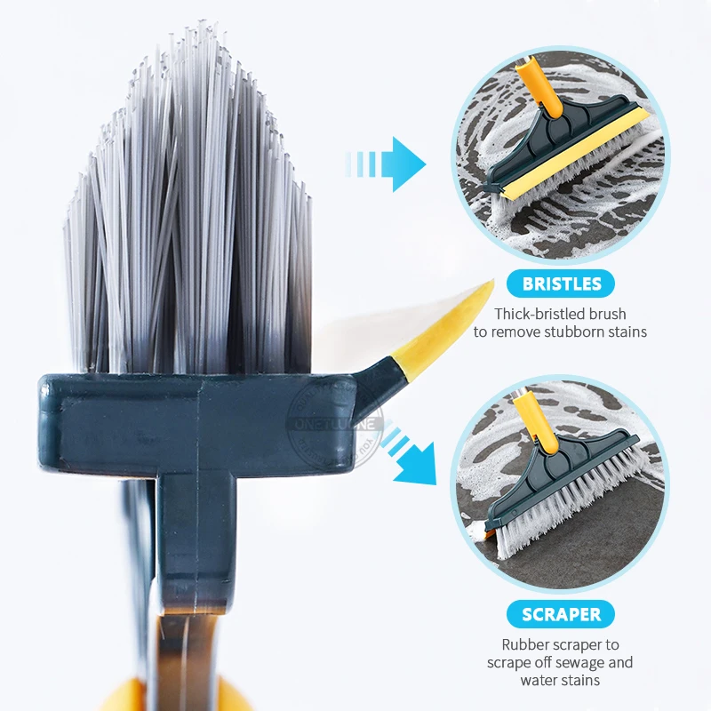 Rotating Cleaning Brush Bathroom Kitchen Floor Scrub Brushes Long Handle Stiff Broom Mop for Washing Windows Crevice Brush