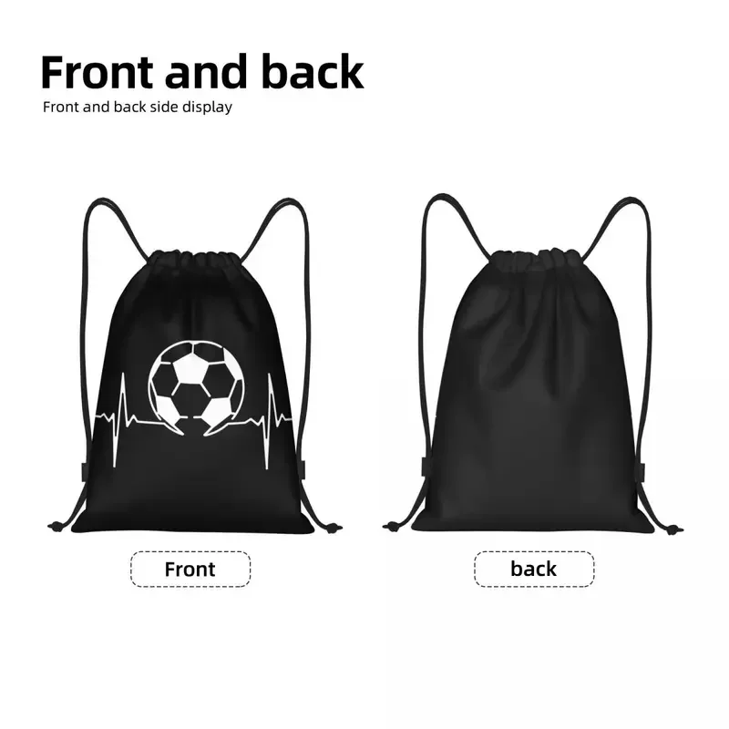 My Heart Beats For Soccer Drawstring Backpack Sports Gym Bag for Men Women Training Sackpack