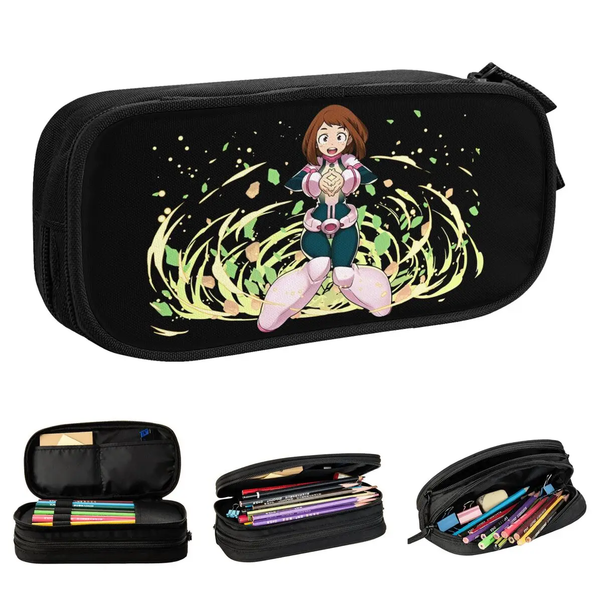 My Hero Academia Uraraka Pencil Cases Anime Pencilcases Pen for Girl Boy Big Capacity Bag School Supplies Zipper Stationery