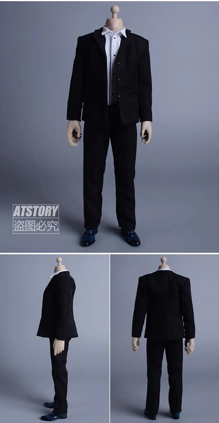 ATSTORY 1/6 Soldier Casual Suits Black Dress Model Clothes Accessories Fit 12