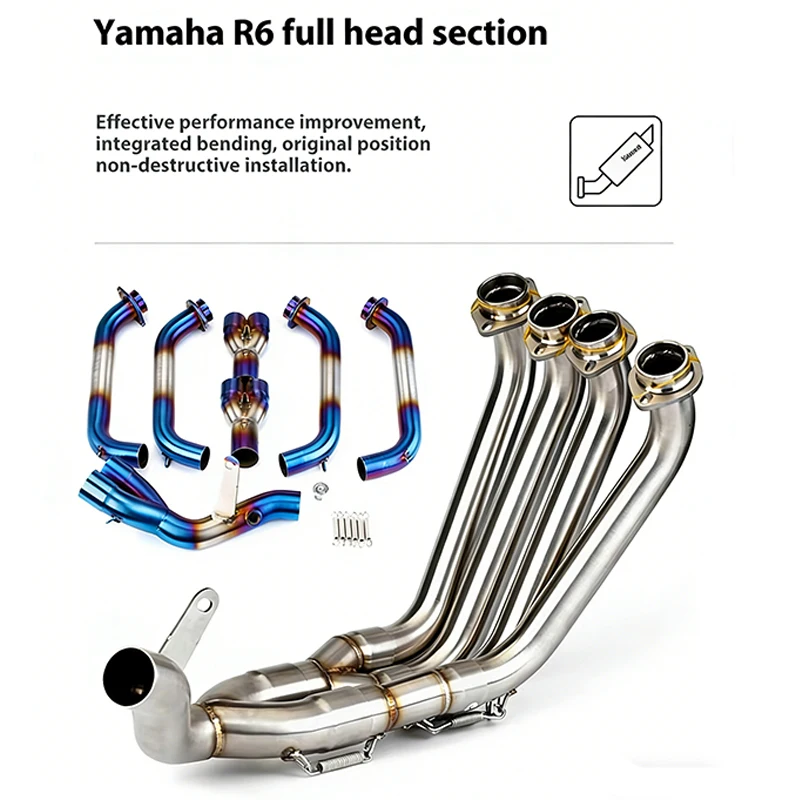 Motorcycle Connect the original muffler Escape Full Link Pipe For YZF-R6 R6 2006-2016 Modified Exhaust Front Header System
