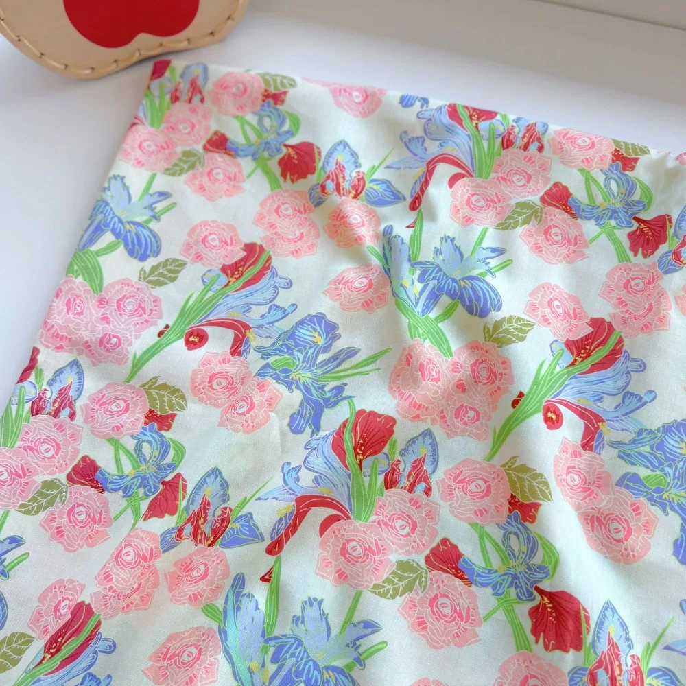 140x50cm 100% Cotton 40s Digital Printed Fabric Large Floral Pure Cotton Floral Fabric for Parent-Child Clothing, Homewear