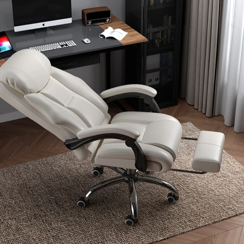 

Ergonomic computer chair comfortable sedentary study leather boss reclinable home office chair