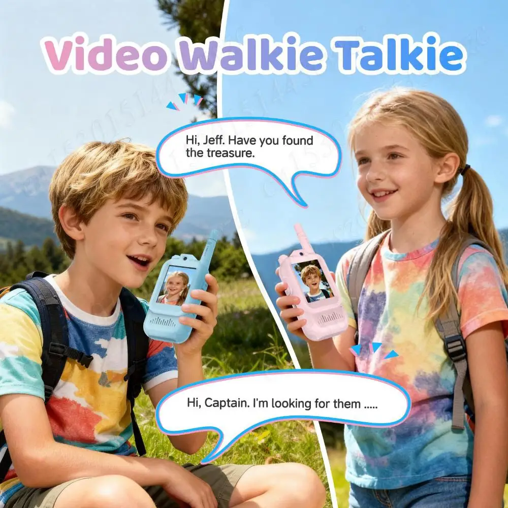 2 حزمة أجهزة اتصال لاسلكية فيديو للأطفال 2 بوصة شاشة عرض لعبة قابلة للشحن أجهزة الراديو بنقرة واحدة الاتصال الداخلي للبنين والبنات الهدايا
