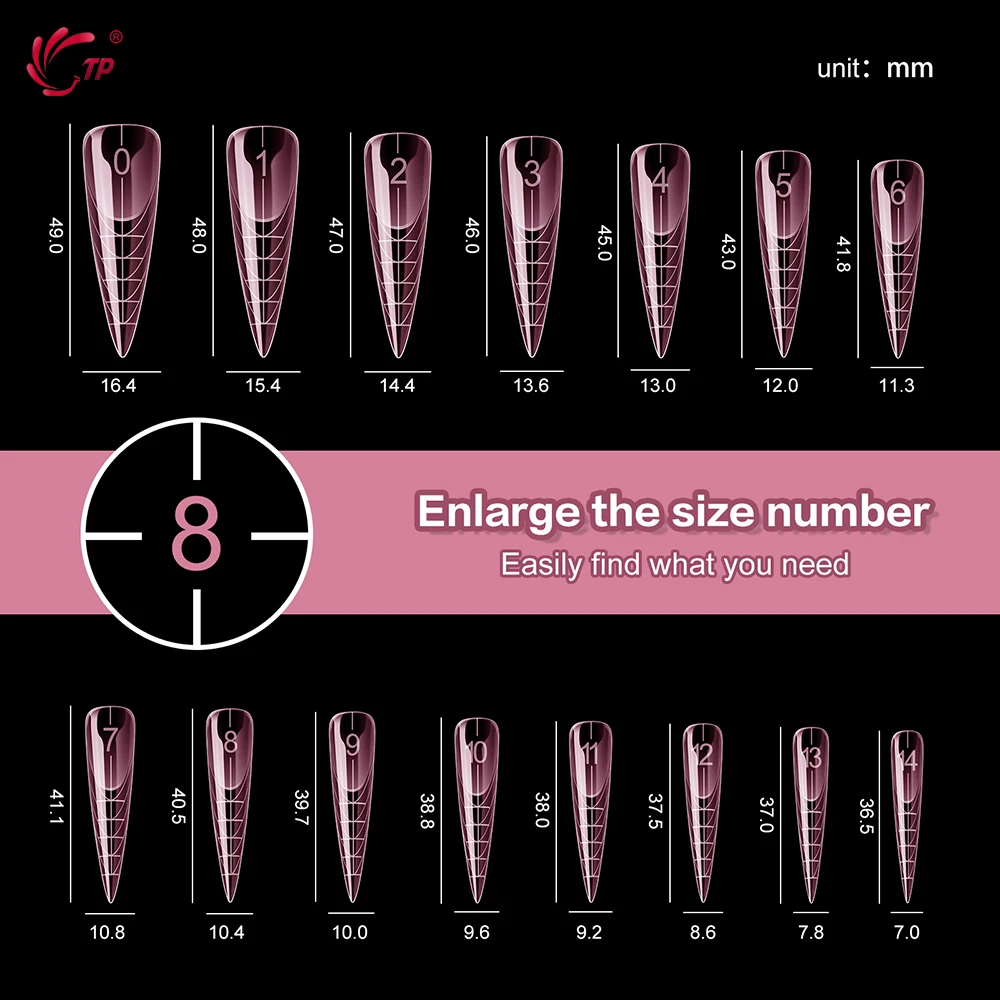 TP 150 ชิ้น/กล่องเล็บ Dual รูปแบบ Stiletto อะคริลิค POLY EXTENSION GEL เล็บแม่พิมพ์ภาษาฝรั่งเศสคําเต็มรูปแบบเล็บปลอมเคล็ดลับ TOP รูปแบบ