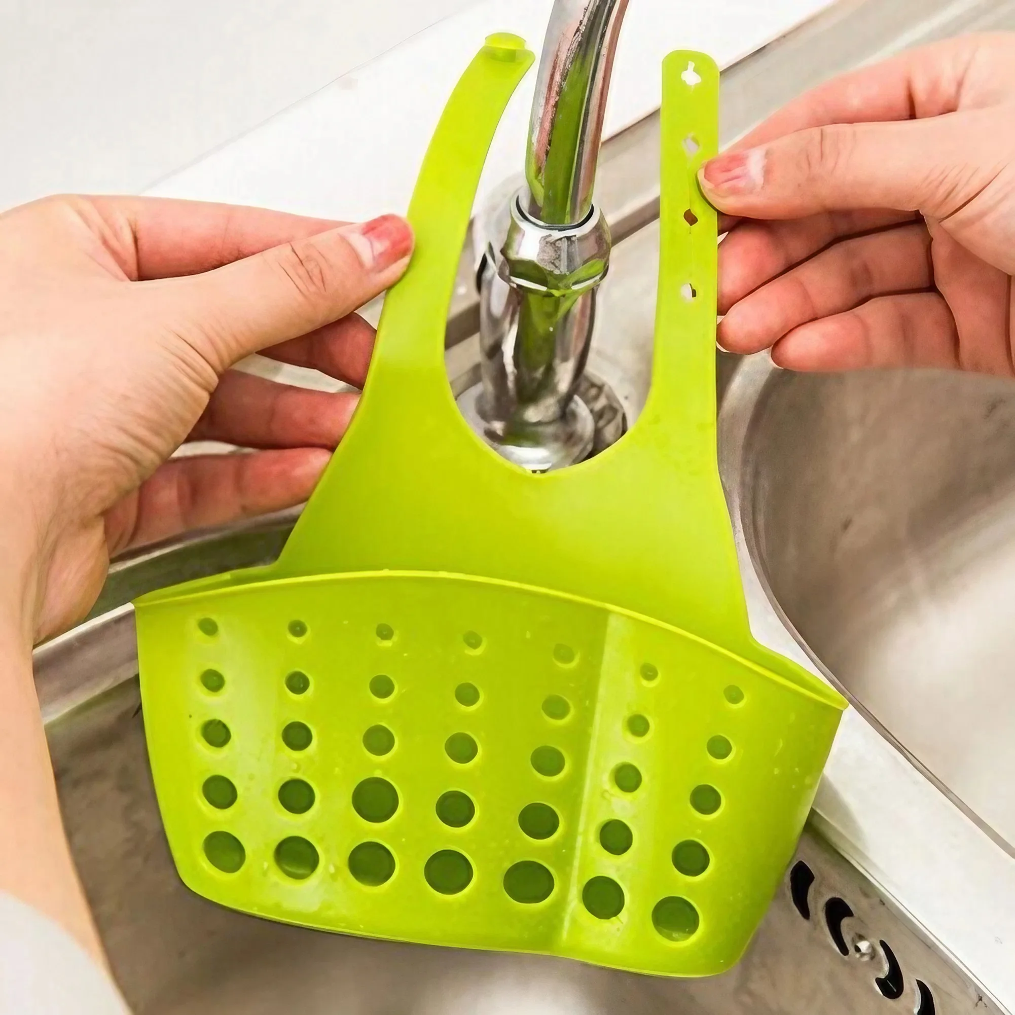 Portable Home Kitchen Bathroom Sink Sponge Hanging PVC Shelving Rack Drain Faucet Storage Pail Shelves Tools Holder