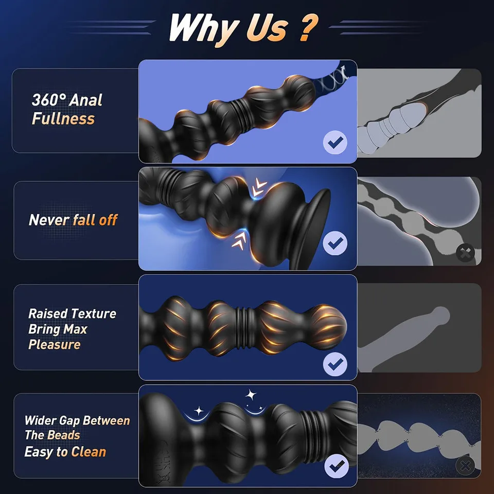 App+remote Control Vibrator Thrusting Anal Beads Prostate Massager Anal Butt Plug 10 Vibrate Thrust Male Sex Toys For Men Women - view 6