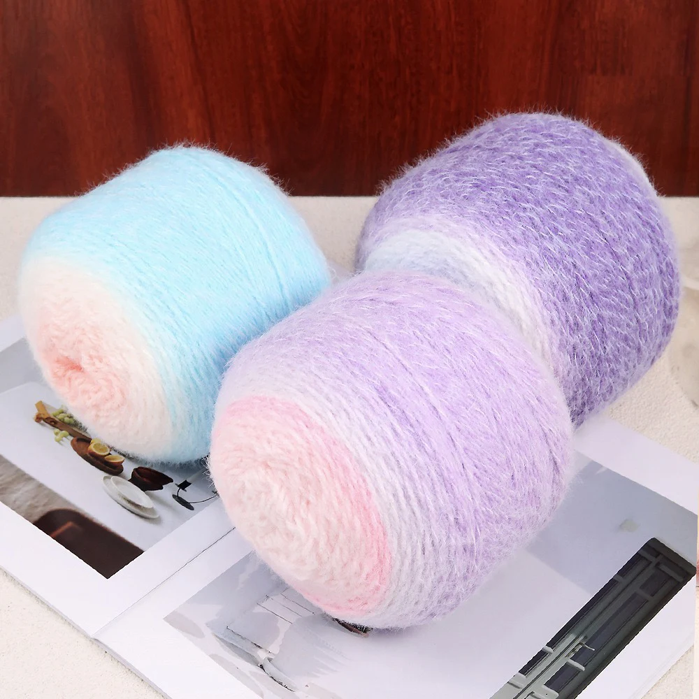 380g Gradient Long Staple Blended Yarn, 100% Acrylic，DIY Rose Bouquet & Star Blanket, Craft Yarn for Boho Projects