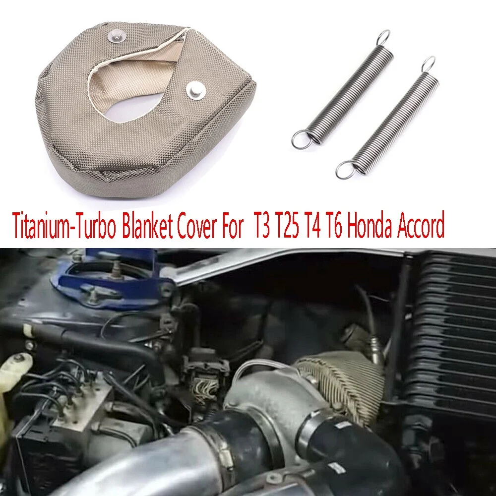 Titaniums Turbos Blanket Cover for Turbocharger Heat Shield Cover with Fastener Springs for T3 T25 T4 Accord