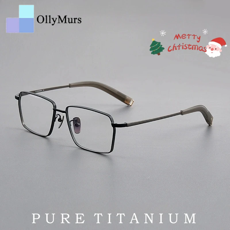 

OLLYMURS новые деловые простые очки для близорукости ретро квадратные роскошные очки из чистого титана оптические оправы для очков по рецепту мужские очки