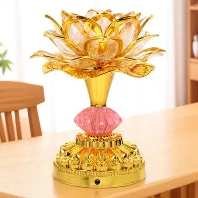 led-ロータスランプ仏教ライト絶妙な蓮の花のデザイン安定したベース家庭寺院オフィス装飾礼拝ランプ仏教用