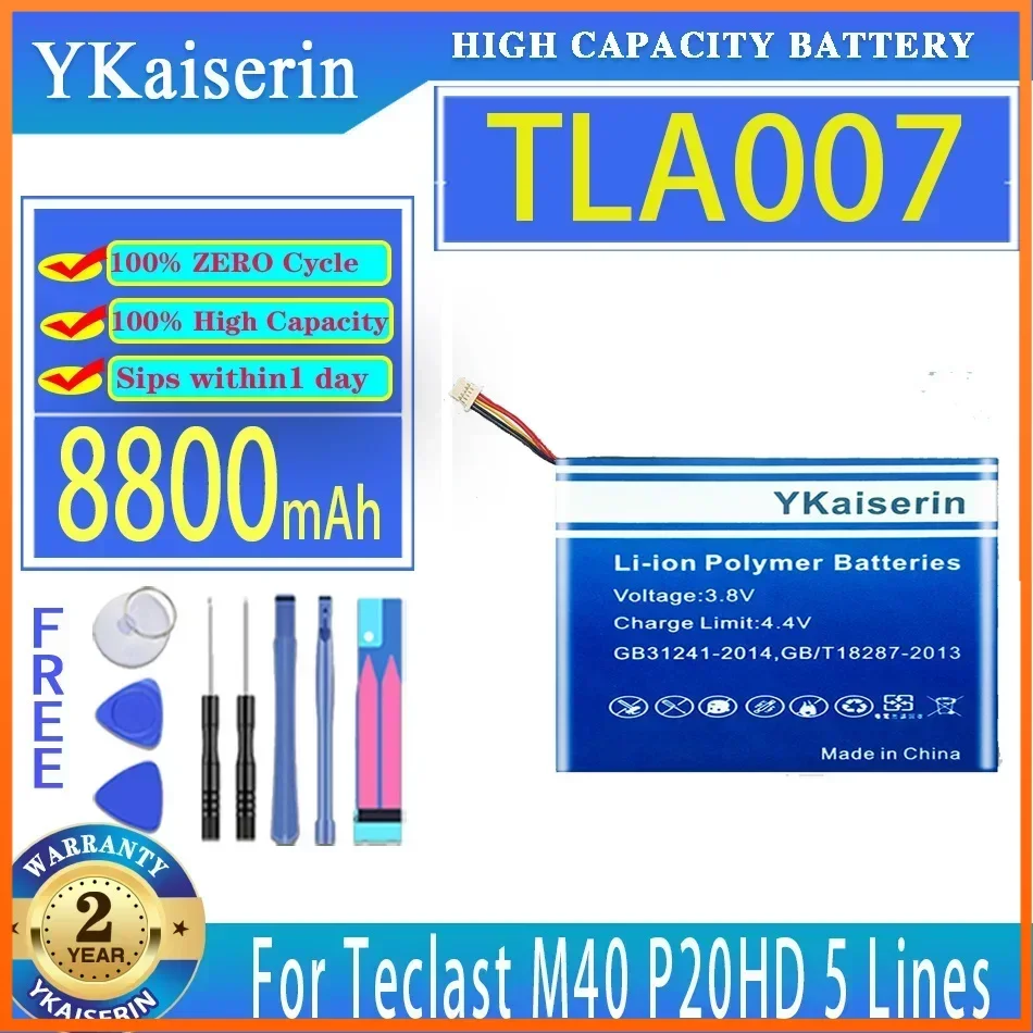 YKaiserin 8800mAh Replacement Laptop Battery TLA007 For Teclast M40 P20HD 5 Lines Batteries