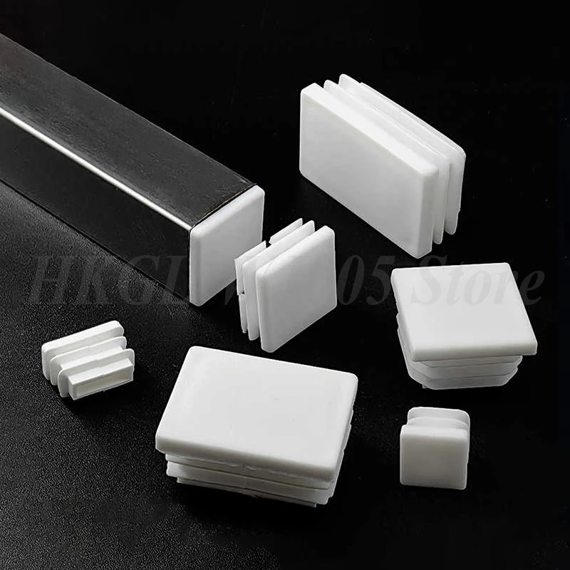 White Square Plastic Blanking End Cap Tube Pipe Inserts Plug Bung Insert Stopper Chair Table Feet Cap Wear-resistant Anti Slip