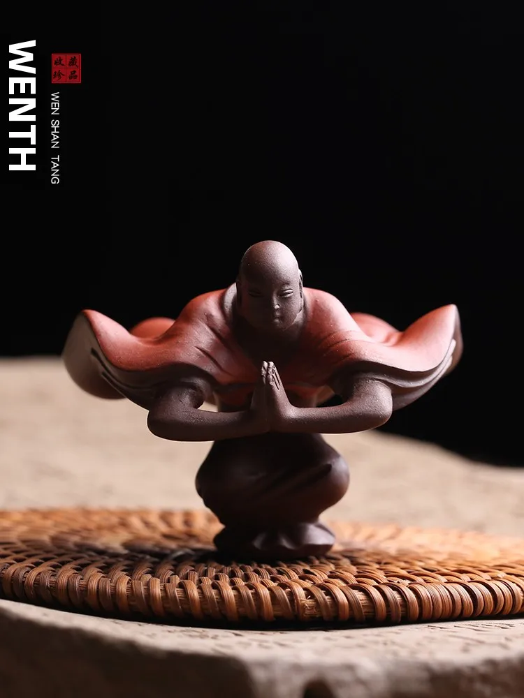 

xing Purple Clay Tea Pet Ornament Handmade Premium Quali Zen Sle Tea Plang Buddha Figure Vintage Inspired Design