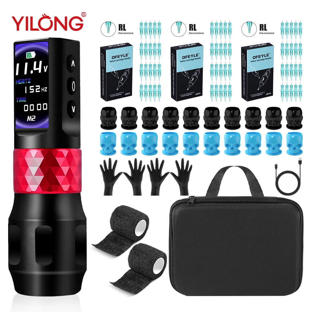 

YILONG F6 Brushless MotorTattoo Machine Kit With 30Pcs Tattoo Needles Wireless Tattoo Machine Pen Sets Complete Tattoo Kits