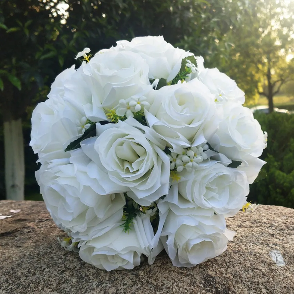 

Wedding Bouquets for Bride Bridesmaid Bouquet White Artificial Roses for Wedding Home Decoration, Mother's Day