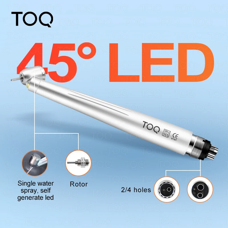 

45 Degree LED High Speed Handpiece E-generator Integrated Push Button Handpiece Single Water Spray Dentistry Tool