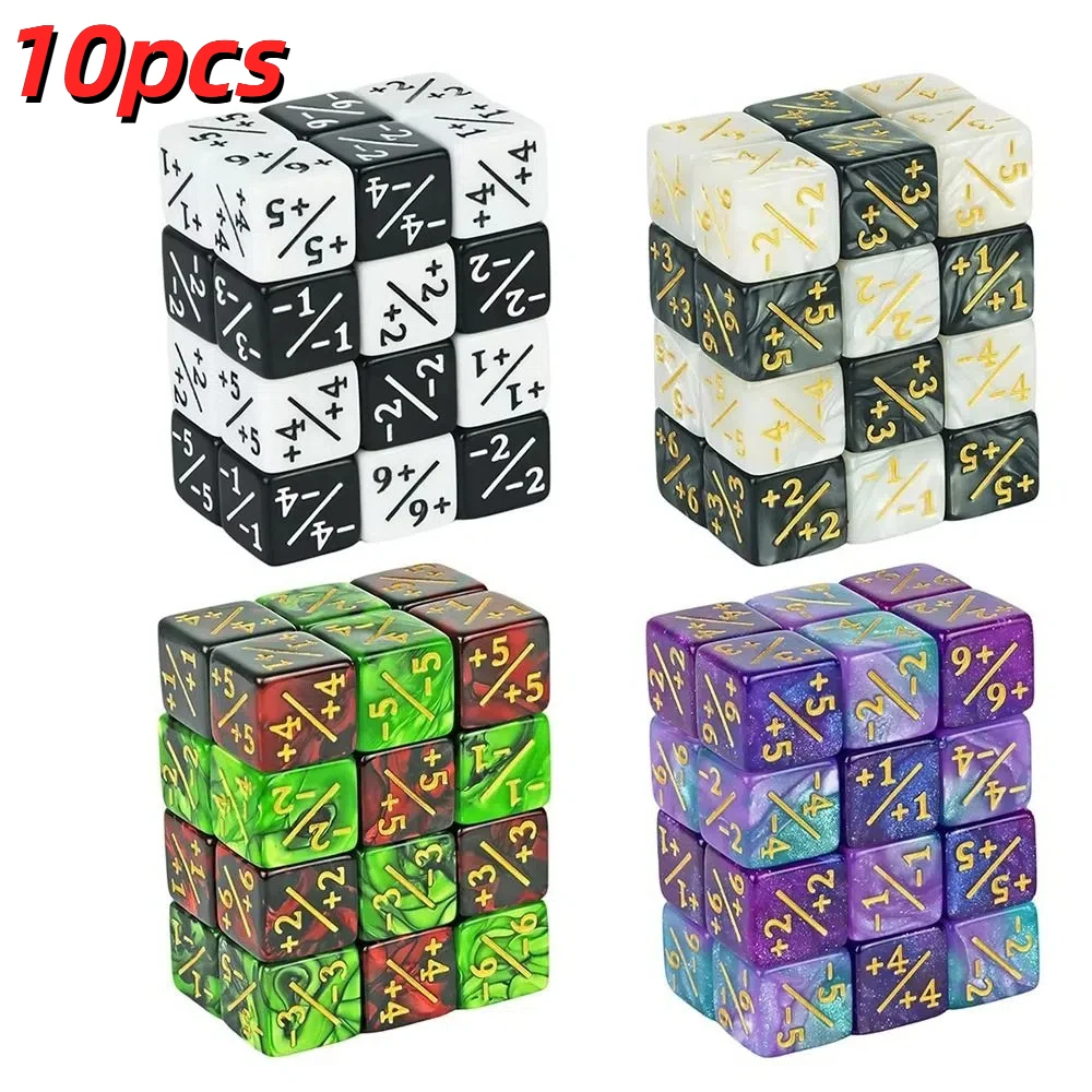 

10pcs/set Six Sided Polyhedral Dices +1/+1 Dice Cubes Shape Game Dices Multifunction Acrylic Material Kids Learning Toy
