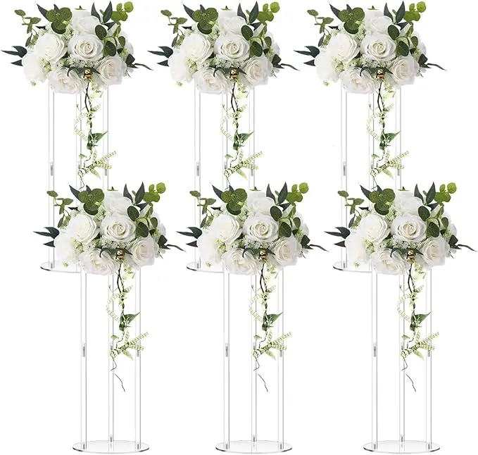 

Tall Acrylic Vase Wedding Centerpieces Clear Flower Stand Floral Elegant Display Holder for Wedding Birthday Table Deco