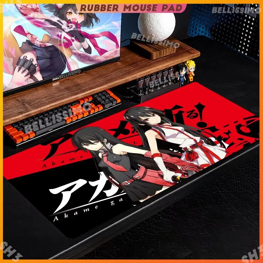 Alfombrilla de ratón A_akame G_ga K_kill, tamaño 1200x600mm para teclado de deportes electrónicos, configuración de escritorio antideslizante, bloqueo de borde de goma, alfombrilla de escritorio para regalo
