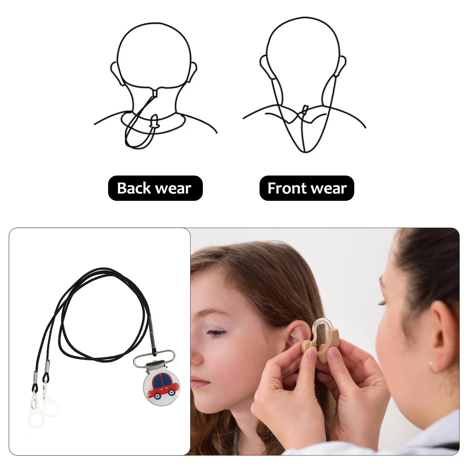 

Cartoon Hearing Aid Clip Lanyard Anti Lost Strap Protector For Kids Ear Amplifier Cord Security Band Lightweight Portable