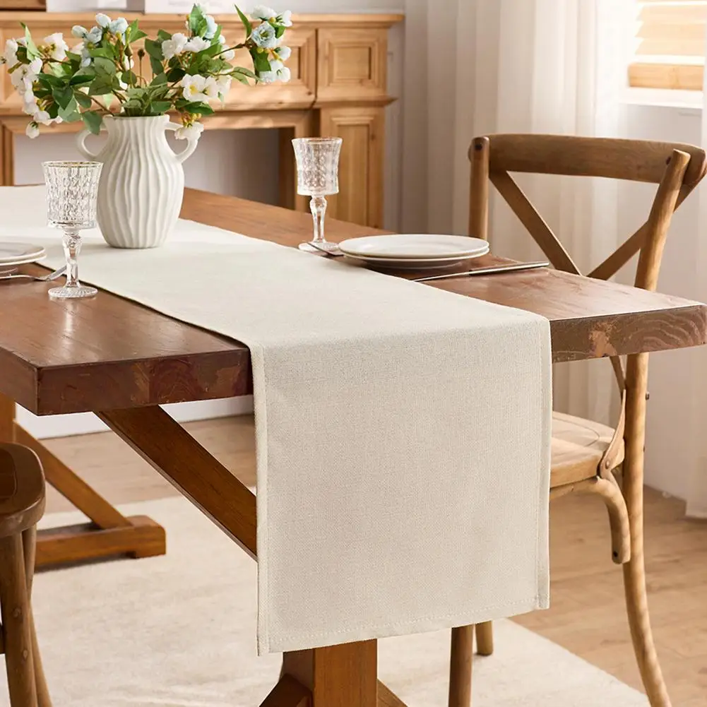 

Linen Style Table Runner,Farmhouse Long Rectangle Dresser,Dining Coffee Table Cover for Home Decor and Holiday Events