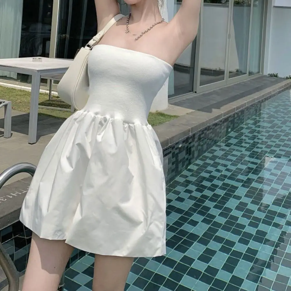 

Fashion Sleeveless Strapless Jumpsuit Shorts Wide Leg Retro Chest Hugging Pants Skirt Ins Style Baggy High Waisted Clothing Lady