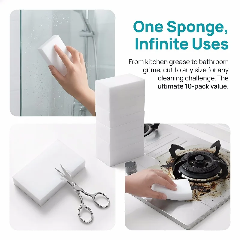 10/50Pcs Magic Sponge Eraser Multi Functional Cleaning Sponge Stain Remover For Kitchen Dish Washing Shoe Household Cleaner Tool