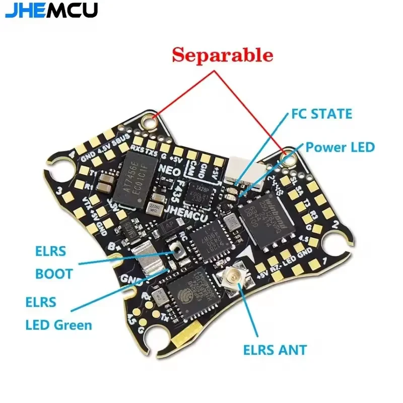 JHEMCU F435 NEO 1S AIO Flight Control Met 4-in-1 Geïntegreerde 5A ESC Dshot300 Externe TYPE-C Board voor RC FPV Drone