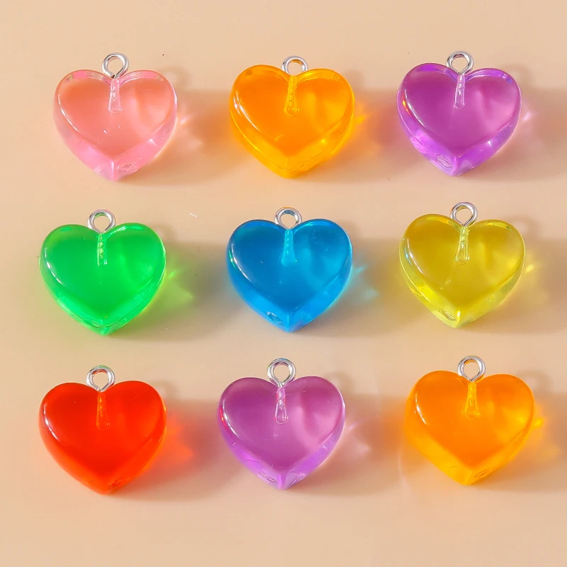 10 Stück Niedliche Bunte Herzanhänger für die Herstellung von Ohrringen, Halsketten, Armbändern, DIY-Bastelarbeiten, Schmuckzubehör – Detail 6
