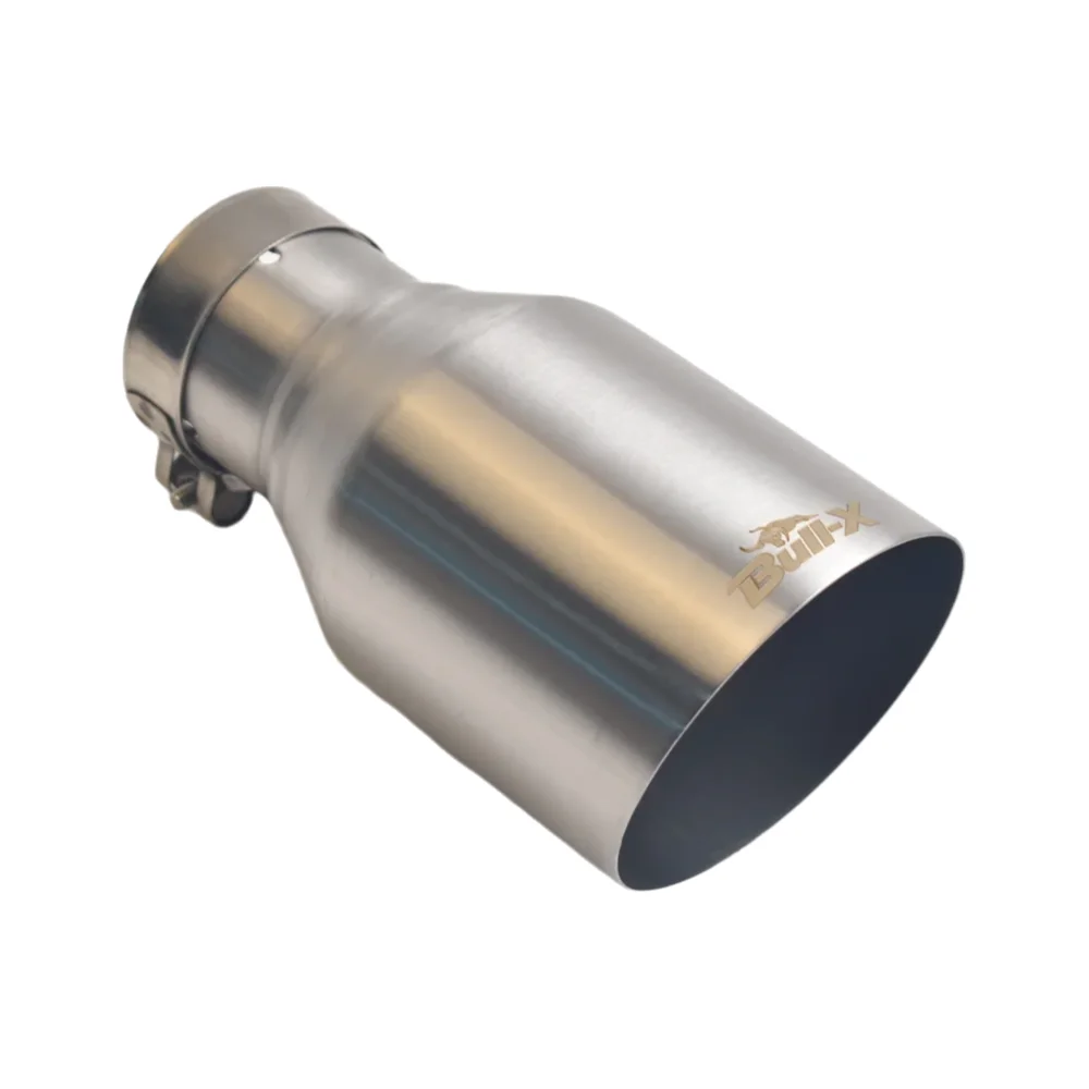 BULL-X Single Exhaust Tip – 304 SS, Brushed, 51–76mm Inlet, 76/89/102/114mm Outlet, 180mm Length – Slip-On, Rust Resistant